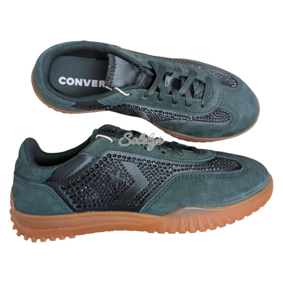 Converse x Swarovski Run Star Trainer Low Emerald Green Leather Sneaker 5 NWT - Picture 1 of 11